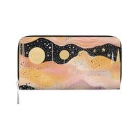 Mexpekil Ladies Purse PU Leather Wallet with Coin Pocket Zipper Handbag Golden Powder Star River Purses for Women