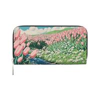 Mexpekil Ladies Purse PU Leather Wallet with Coin Pocket Zipper Handbag Little Stream Tulip Purses for Women