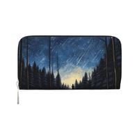 Mexpekil Ladies Purse PU Leather Wallet with Coin Pocket Zipper Handbag Meteor Shower Purses for Women