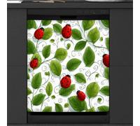 Mexpekil Ladybugs Green Leaves Swirls Dishwasher Magnet Cover 23x26Inch Decorative Dish Washer Sticker for Front Door Waterproof Kitchen Appliance Panel Magnetic Decal