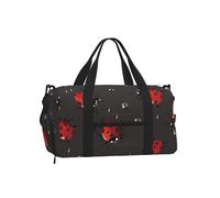 Mexpekil Ladybugs Raindrops Gym Bag with Shoe Compartment Waterproof Duffel Bag Large Overnight Weekend Bags Travel Holdall for Women Men Teens