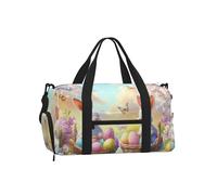 Mexpekil Landscape Easter Eggs Gym Bag with Shoe Compartment Waterproof Duffel Bag Large Overnight Weekend Bags Travel Holdall for Women Men Teens