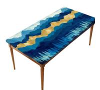 Mexpekil Landscape Gold Blue Mountain 5FT Rectangle Fitted Table Cover