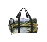 Mexpekil Landscape Nature Gym Bag with Shoe Compartment Waterproof Duffel Bag Large Overnight Weekend Bags Travel Holdall for Women Men Teens