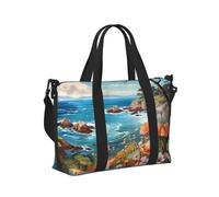 Mexpekil Landscape Sea Travel Duffel Bag Waterproof Sports Gym Bag Large Weekend Overnight Bags for Women Men Foldable Carry On Luggage Tote Bag for Flight