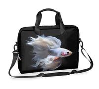 Mexpekil Laptop Bag 15.6 16 Inch White Betta Fish Laptop Case Waterproof Laptop Shoulder Messenger Bag for Women Men