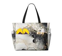 Mexpekil Large Beach Bag Black White Classical Marble Waterproof Beach Bag Tote Bag with Zip Summer Beach Bags for Women Holiday