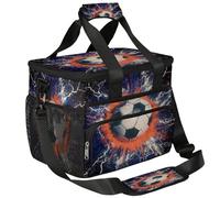 Mexpekil Large Cooler Bag Abstract Explosion Soccer Ball 15L Insulated Lunch Bag Leakproof Soft Beach Cooler Tote with Strap for Picnic Camping Travel Fishing Hiking