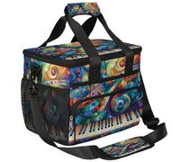 Mexpekil Large Cooler Bag Abstract Music Notes Piano 15L Insulated Lunch Bag Leakproof Soft Beach Cooler Tote with Strap for Picnic Camping Travel Fishing Hiking