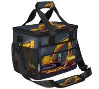 Mexpekil Large Cooler Bag Cartoon Excavator Dark Gary 15L Insulated Lunch Bag Leakproof Soft Beach Cooler Tote with Strap for Picnic Camping Travel Fishing Hiking