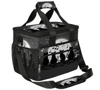 Mexpekil Large Cooler Bag Cats Musical Notes Moon 15L Insulated Lunch Bag Leakproof Soft Beach Cooler Tote with Strap for Picnic Camping Travel Fishing Hiking