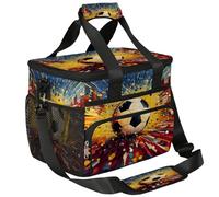 Mexpekil Large Cooler Bag Colorful Soccer Ball Art 15L Insulated Lunch Bag Leakproof Soft Beach Cooler Tote with Strap for Picnic Camping Travel Fishing Hiking