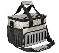 Mexpekil Large Cooler Bag Piano Keys Golden Musical Notes 15L Insulated Lunch Bag Leakproof Soft Beach Cooler Tote with Strap for Picnic Camping Travel Fishing Hiking