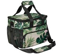 Mexpekil Large Cooler Bag Tropical Palm Leaves Aesthetic 15L Insulated Lunch Bag Leakproof Soft Beach Cooler Tote with Strap for Picnic Camping Travel Fishing Hiking