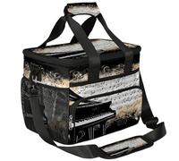 Mexpekil Large Cooler Bag Vintage Music Notes Piano 15L Insulated Lunch Bag Leakproof Soft Beach Cooler Tote with Strap for Picnic Camping Travel Fishing Hiking