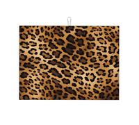 Mexpekil Large Dish Drying Mat Leopard Prints Skin Pattern Drying Mat for Kitchen Counter 45x60cm Reversible Absorbent Coffee Mat Washable Quick-Dry Drainer Sink Mats for Plates Cups Pots