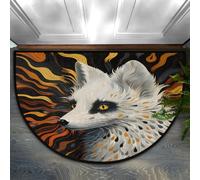 Mexpekil Large Door Mat Abstract Fox Art PaintingIndoor Half Moon Welcome Mat for Front Door Entrance Non-Slip Soft Kitchen Mats Bedroom Rug 36" x 24"