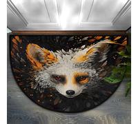 Mexpekil Large Door Mat Cool Animal Fox Art PaintingIndoor Half Moon Welcome Mat for Front Door Entrance Non-Slip Soft Kitchen Mats Bedroom Rug 36" x 24"