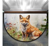 Mexpekil Large Door Mat Wild Animal Fox PaintingIndoor Half Moon Welcome Mat for Front Door Entrance Non-Slip Soft Kitchen Mats Bedroom Rug 36" x 24"
