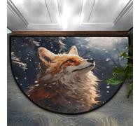 Mexpekil Large Door Mat Winter Snow Fox PaintingIndoor Half Moon Welcome Mat for Front Door Entrance Non-Slip Soft Kitchen Mats Bedroom Rug 36" x 24"