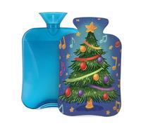Mexpekil Leakproof Hot Water Bottle with Soft Flannel Cover 2L | Christmas Tree Musical Notes Large Hot Water Bag for Pain Relief, Warm Hands, Feet & Body Ideal Gifts for Adults Kids
