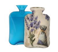 Mexpekil Leakproof Hot Water Bottle with Soft Flannel Cover 2L | Lavender Flower Bag Large Hot Water Bag for Pain Relief, Warm Hands, Feet & Body Ideal Gifts for Adults Kids