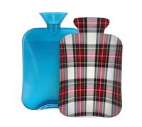 Mexpekil Leakproof Hot Water Bottle with Soft Flannel Cover 2L | Pink Ivory Christmas Tartan Large Hot Water Bag for Pain Relief, Warm Hands, Feet & Body Ideal Gifts for Adults Kids