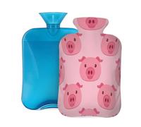 Mexpekil Leakproof Hot Water Bottle with Soft Flannel Cover 2L | Pink Pig Head Large Hot Water Bag for Pain Relief, Warm Hands, Feet & Body Ideal Gifts for Adults Kids