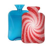 Mexpekil Leakproof Hot Water Bottle with Soft Flannel Cover 2L | Red Spiral Stars Glitter Large Hot Water Bag for Pain Relief, Warm Hands, Feet & Body Ideal Gifts for Adults Kids