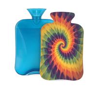 Mexpekil Leakproof Hot Water Bottle with Soft Flannel Cover 2L | Tie Dye Psychedelic Spiral Large Hot Water Bag for Pain Relief, Warm Hands, Feet & Body Ideal Gifts for Adults Kids