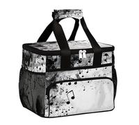 Mexpekil Leakproof Reusable Insulated Cooler Lunch Bag Black and White Music Notes Picnic Lunch Box Tote for Women Men Work Camping Beach Office 24 Can 15L