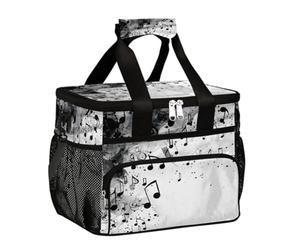 Mexpekil Leakproof Reusable Insulated Cooler Lunch Bag Black and White Music Notes Picnic Lunch Box Tote for Women Men Work Camping Beach Office 24 Can 15L