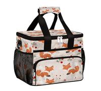 Mexpekil Leakproof Reusable Insulated Cooler Lunch Bag Cartoon Fox Cherry Picnic Lunch Box Tote for Women Men Work Camping Beach Office 24 Can 15L