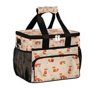 Mexpekil Leakproof Reusable Insulated Cooler Lunch Bag Cute Animal Fox Pattern Picnic Lunch Box Tote for Women Men Work Camping Beach Office 24 Can 15L