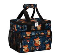 Mexpekil Leakproof Reusable Insulated Cooler Lunch Bag Cute Ethnic Fox Flowers Picnic Lunch Box Tote for Women Men Work Camping Beach Office 24 Can 15L
