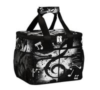 Mexpekil Leakproof Reusable Insulated Lunch Bag Black Music Notes Picnic Lunch Box Abstract Music Cooler Tote for Women Men Work Camping Beach Office 24 Can 15L