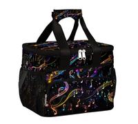 Mexpekil Leakproof Reusable Insulated Lunch Bag Colorful Music Note Picnic Lunch Box Musical Notes Cooler Tote for Women Men Work Camping Beach Office 24 Can 15L