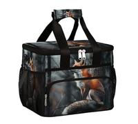 Mexpekil Leakproof Reusable Insulated Lunch Bag Forest Fox Picnic Lunch Box Animal Pattern Cooler Tote for Women Men Work Camping Beach Office 24 Can 15L