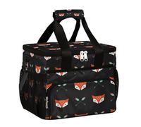 Mexpekil Leakproof Reusable Insulated Lunch Bag Fox Head Picnic Lunch Box Fox Arrow Cooler Tote for Women Men Work Camping Beach Office 24 Can 15L