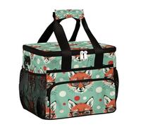 Mexpekil Leakproof Reusable Insulated Lunch Bag Fox Polka Dot Picnic Lunch Box Animal Fox Cooler Tote for Women Men Work Camping Beach Office 24 Can 15L