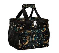 Mexpekil Leakproof Reusable Insulated Lunch Bag Golden Musical Notes Picnic Lunch Box Abstract Music Pattern Cooler Tote for Women Men Work Camping Beach Office 24 Can 15L