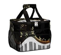Mexpekil Leakproof Reusable Insulated Lunch Bag Piano Keys Music Picnic Lunch Box Musical Notes Cooler Tote for Women Men Work Camping Beach Office 24 Can 15L
