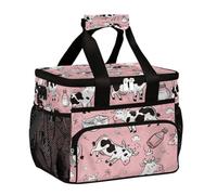 Mexpekil Leakproof Reusable Insulated Lunch Bag Pink Cows Picnic Lunch Box Cute Cow Pattern Cooler Tote for Women Men Work Camping Beach Office 24 Can 15L