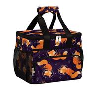 Mexpekil Leakproof Reusable Insulated Lunch Bag Space Cute Fox Picnic Lunch Box Animal Star Cooler Tote for Women Men Work Camping Beach Office 24 Can 15L
