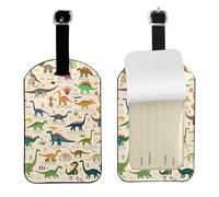 Mexpekil Leather Luggage Tags Alphabet Dinosaur Cute Suitcase Name Tags Personalised Suitcase Identifiers Privacy Protection Travel Luggage Labels for Baggage Handbag 1 Pack