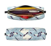 Mexpekil Leather Pencil Case for Girls Boys Birds on Wire Small Pen Organizer Bag Zipper Slim Multi-Use Pouch for School Supplies Kids Adults