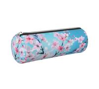 Mexpekil Leather Pencil Case for Girls Boys Cherry Blossom Tree Branches Small Pen Organizer Bag Zipper Slim Multi-Use Pouch for School Supplies Kids Adults