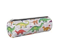 Mexpekil Leather Pencil Case for Girls Boys Dinosaurs in Various Small Pen Organizer Bag Zipper Slim Multi-Use Pouch for School Supplies Kids Adults