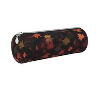 Mexpekil Leather Pencil Case for Girls Boys Fallen Leaves Small Pen Organizer Bag Zipper Slim Multi-Use Pouch for School Supplies Kids Adults