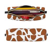 Mexpekil Leather Pencil Case for Girls Boys Giraffe Skin Pattern Small Pen Organizer Bag Zipper Slim Multi-Use Pouch for School Supplies Kids Adults